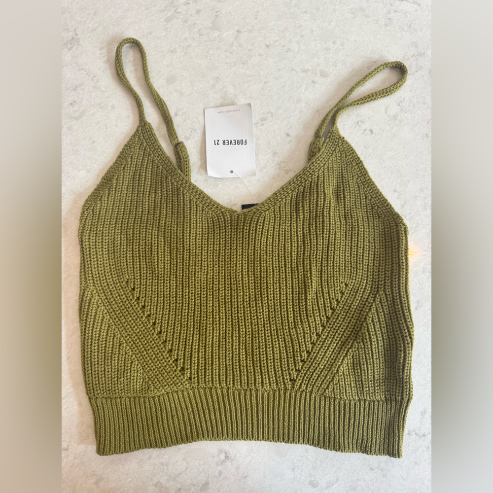 Forever 21 Olive Knit Sweater adjustable tank size small NWT